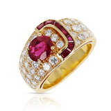 Van Cleef & Arpels Oval Ruby and Diamond Ring with Invisibly Set Rubies, 18k
