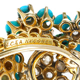 Van Cleef & Arpels Turquoise and Diamond Flower Brooch