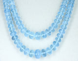 Large Aquamarine Smooth Beads with Pearl Clasp, 14K