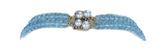 Large Aquamarine Smooth Beads with Pearl Clasp, 14K