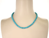 7MM Deep Blue Genuine Turquoise Beads Necklace, 14K Yellow Gold