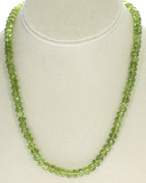Genuine Faceted 7MM Peridot Beads Necklace- Sterling Silver Clasp