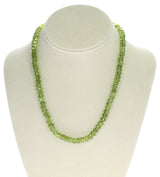 Genuine Faceted 7MM Peridot Beads Necklace- Sterling Silver Clasp
