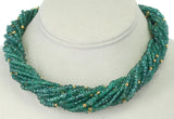 Genuine & Natural Emerald Faceted with Gold Beads Choker Necklace