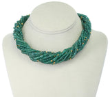 Genuine & Natural Emerald Faceted with Gold Beads Choker Necklace