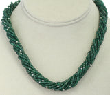 Genuine & Natural Faceted Emerald Beads with Pearls Choker Necklace, 18 Karat