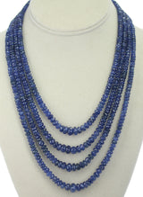 Genuine & Natural Necklace of Fine Blue Sapphire Faceted Beads