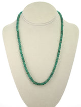 130 Carat Genuine and Natural Fine Strand of Emerald Smooth Beads Necklace, 18 Karat Yellow Gold Clasp