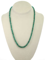 130 Carat Genuine and Natural Fine Strand of Emerald Smooth Beads Necklace, 18 Karat Yellow Gold Clasp