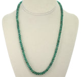 130 Carat Genuine and Natural Fine Strand of Emerald Smooth Beads Necklace, 18 Karat Yellow Gold Clasp