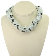 Genuine & Natural Aquamarine Faceted Tumbled Beads with Tourmaline Choker Necklace