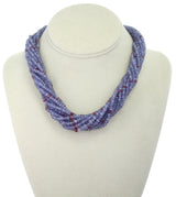 Genuine & Natural Tanzanite and Spinel Faceted Beads Choker Necklace, 18K White