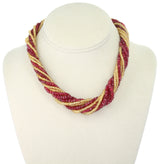 Genuine & Natural Red Spinel and Yellow Sapphire Faceted Beads Choker Necklace
