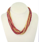 Genuine & Natural Red Spinel and Yellow Sapphire Faceted Beads Choker Necklace