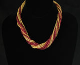 Genuine & Natural Red Spinel and Yellow Sapphire Faceted Beads Choker Necklace