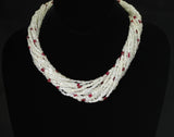 Genuine & Natural Yellowish White Sapphire Plain Tumbled Beads with Ruby Choker Necklace