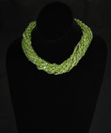 Genuine & Natural Peridot Tumbled Faceted Beads with Pink Sapphire Beads Choker Necklace