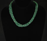 Genuine & Natural Faceted Emerald Beads with Pearls Choker Necklace, 18 Karat