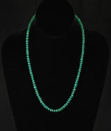 Genuine & Natural & Fine Strand of Emerald Plain Beads Necklace, 14K Yellow Gold