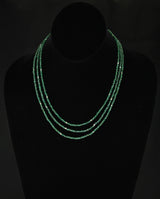 Genuine & Natural Emerald Faceted Beads Necklace with Pearls, 14 Karat