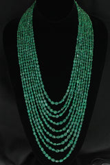 Genuine & Natural Smooth Emerald Small Tumbled Beads Necklace, 9 Lines