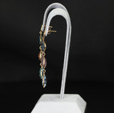 Rose Quartz and Blue Topaz Earrings with Diamonds, 18K Yellow