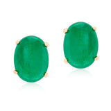 Blue Sapphire Oval Cabochon Stud Earrings Made in 14 Karat White Gold