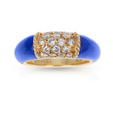 Van Cleef & Arpels Lapis and 5 Row Diamond Stacking Philippine Ring, 18K Yellow