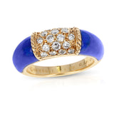 Van Cleef & Arpels Lapis and 5 Row Diamond Stacking Philippine Ring, 18K Yellow
