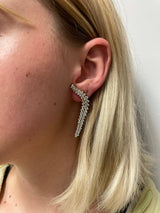 Curvy Cocktail Dangling Clip-on Earrings with Round Diamonds by Jose Hess