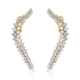 Curvy Cocktail Dangling Clip-on Earrings with Round Diamonds by Jose Hess