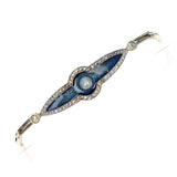 French Art Deco Chaumet Pearl and Enamel Bracelet in Box Chain, Platinum and Gold