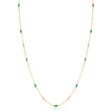 Marquise Emerald and Round Diamond Rose Cut Necklace, 18K