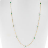 Marquise Emerald and Round Diamond Rose Cut Necklace, 18K