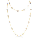 Mixed Cut Rainbow Moonstone 38" Necklace, 18K