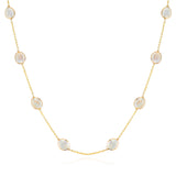 Mixed Cut Rainbow Moonstone 38" Necklace, 18K