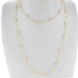 Mixed Cut Rainbow Moonstone 38" Necklace, 18K