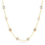 Mixed Cut Rainbow Moonstone 38" Necklace, 18K