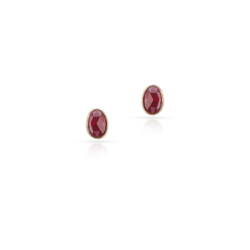 Oval Ruby Studs, 18K