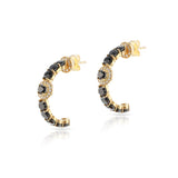 Black Diamond Cut-Stone Half-Hoop Earrings, 14K