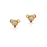 Diamond, Moonstone, Multi-Sapphire and Ruby Stud Earrings, 18k Yellow Gold