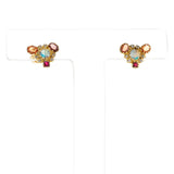 Diamond, Moonstone, Multi-Sapphire and Ruby Stud Earrings, 18k Yellow Gold