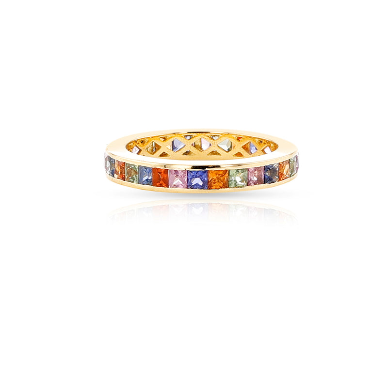 Square-Cut Multi-Sapphire Eternity Band, 18K