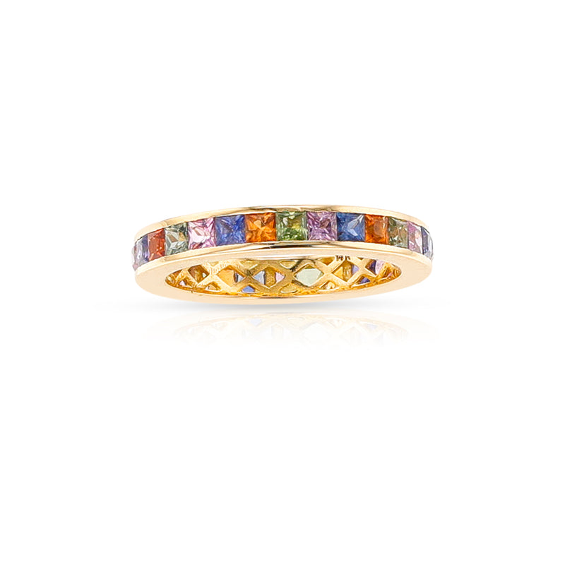 Square-Cut Multi-Sapphire Eternity Band, 18K