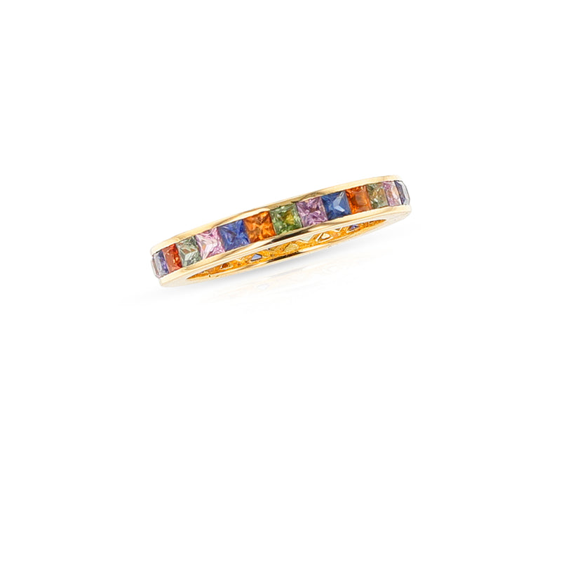 Square-Cut Multi-Sapphire Eternity Band, 18K