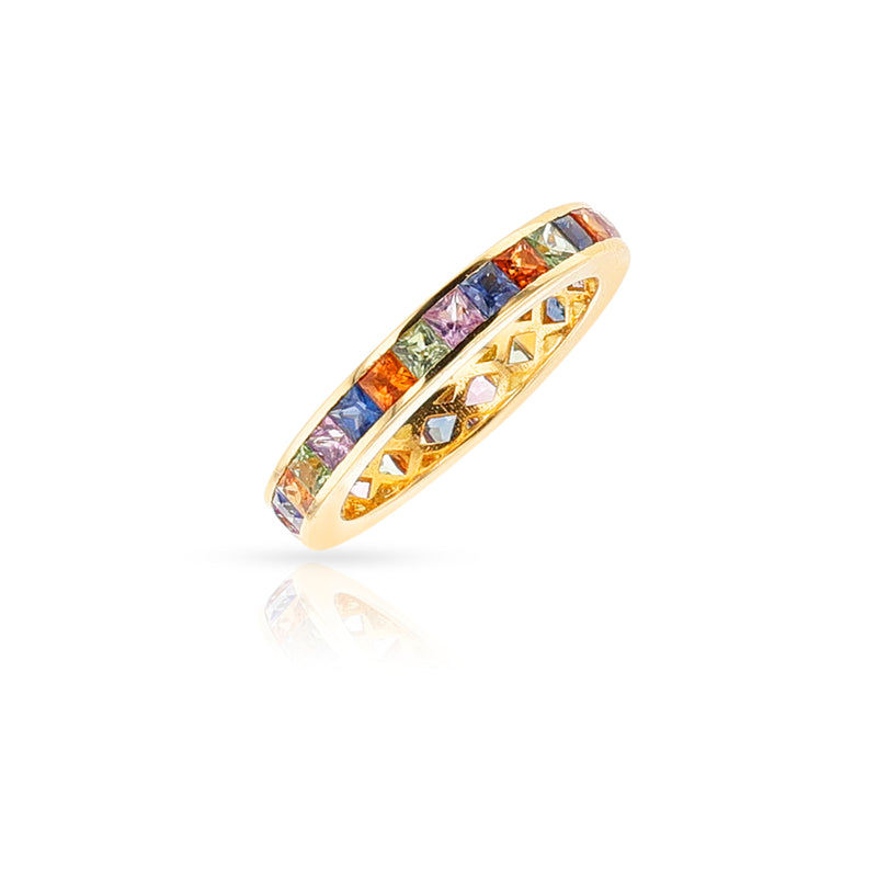 Square-Cut Multi-Sapphire Eternity Band, 18K