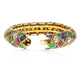 Fred Paris Ruby, Emerald, Sapphire and Diamond Bangle, 18k