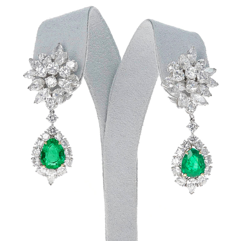 Van Cleef & Arpels AGL Certified Colombian Emerald and Diamond Day and Night Earrings, Platinum