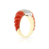 Diamond and Twisted Coral Gold Ring, 18k