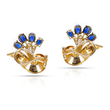 1965 Cartier Paris Natural Sapphire and Diamond 18K Yellow Gold Earrings